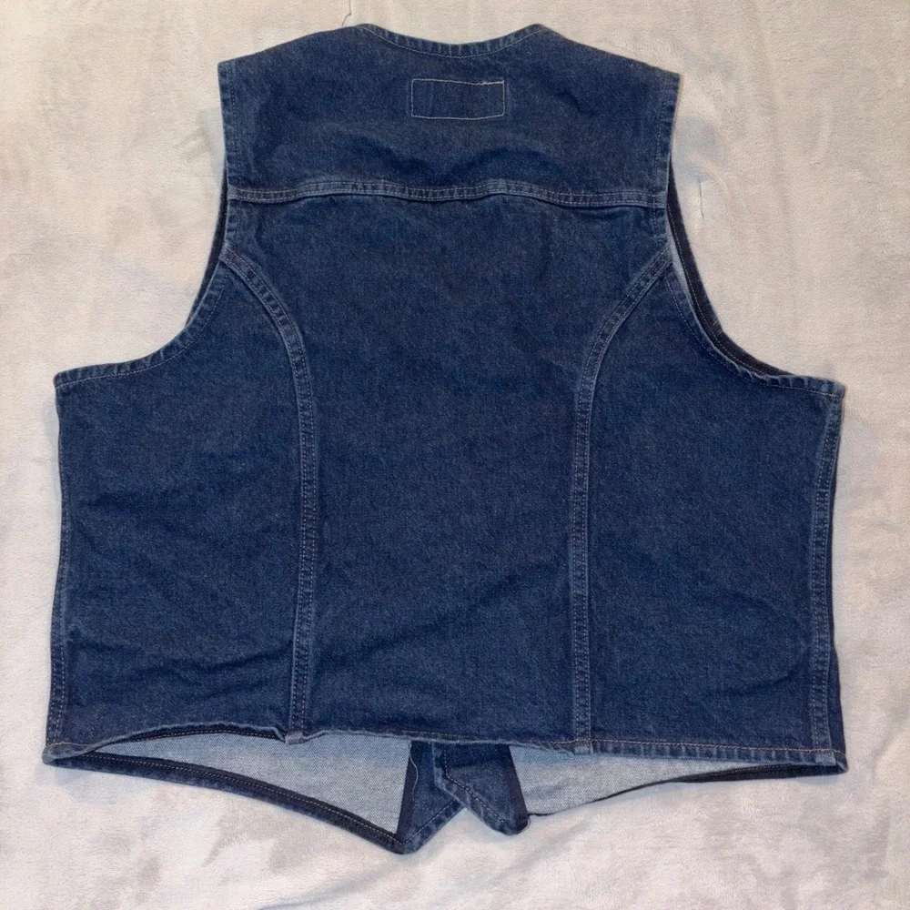 Vintage Wrangler Denim Vest XL Western Cowboy‎ Trucker Blue Jean Button 74130PW